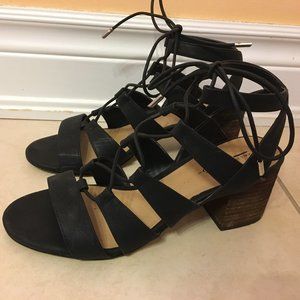 Black Strappy Chunky Heel Sandals